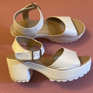 White platform sandals